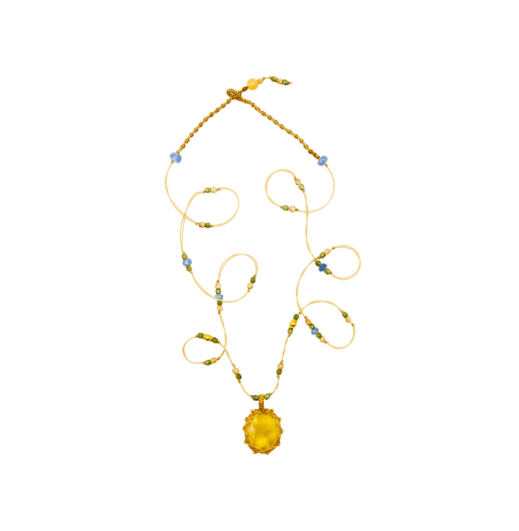Collier Court Tibétain Sharing en Glassfilled, fil beige, 53 cm