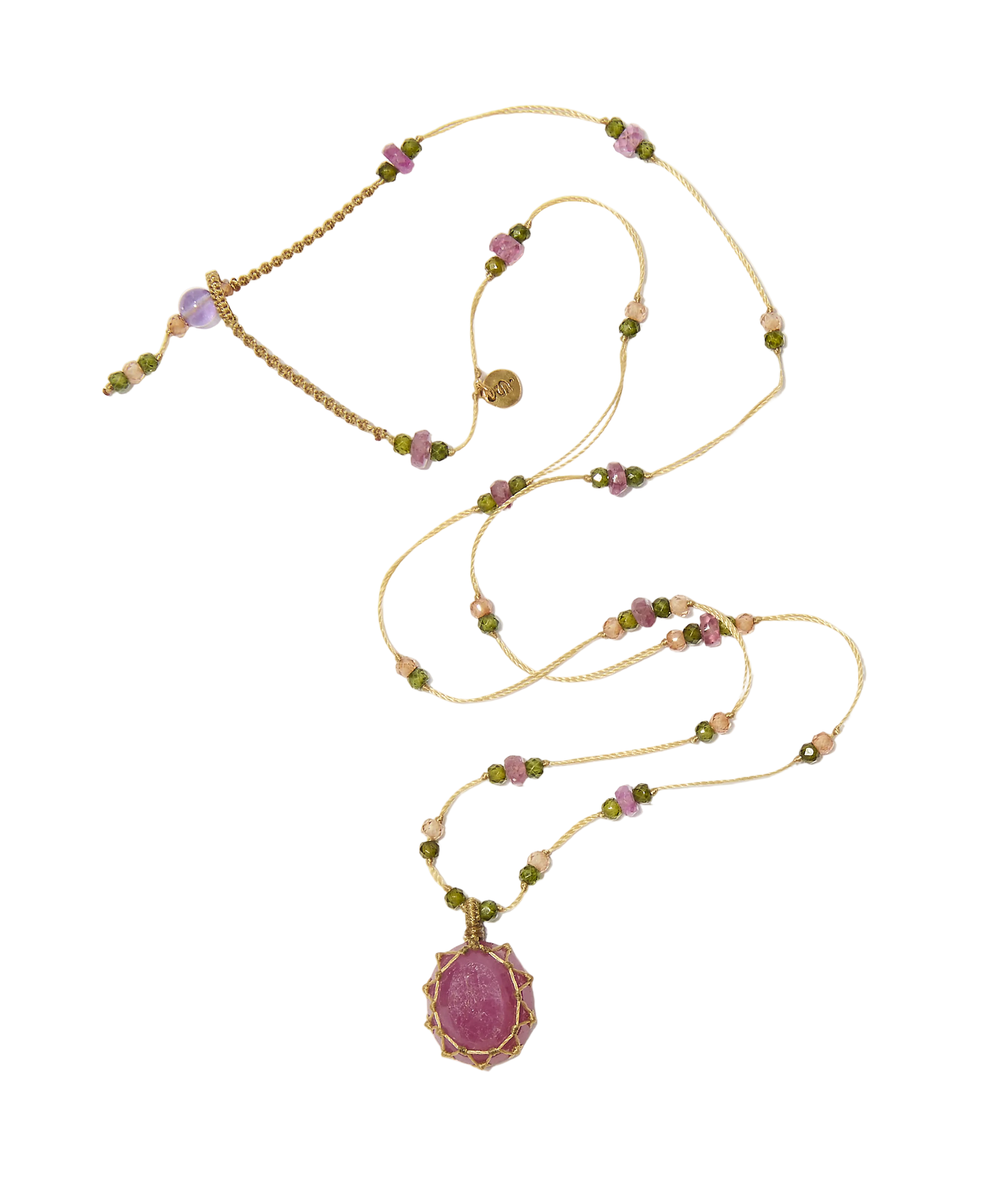Collier Chocker Woopy Rubis Tsavorite - Fil Beige wird zu: Halsband Chocker Woopy Rubin Tsavorite - Beiger Faden