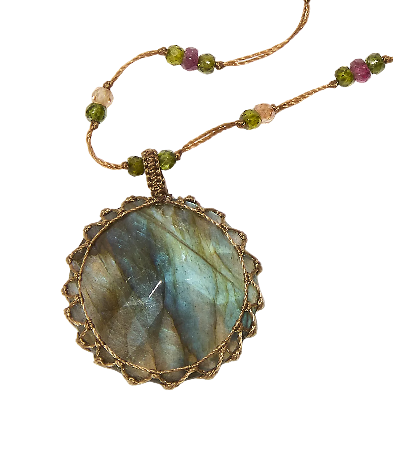 Sautoir Tibétain - Labradorite - Mix Saphir purple - Fil Tabac