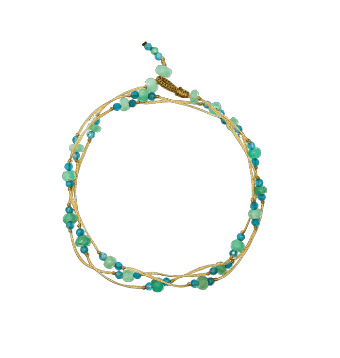 Loopy Duo - Crisoprasio e Apatite - Filo Beige