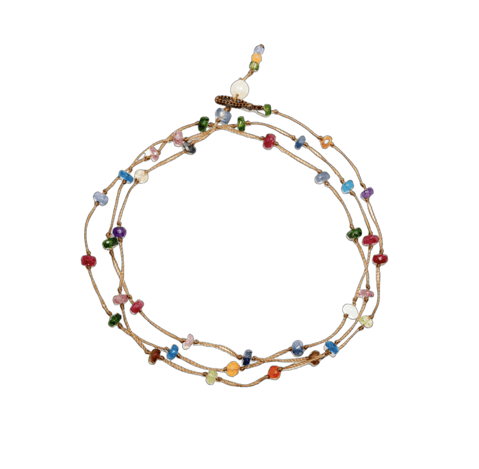 Collier & Bracelet Loopy Fairy - Rubin - Tabakfarbenes Band
