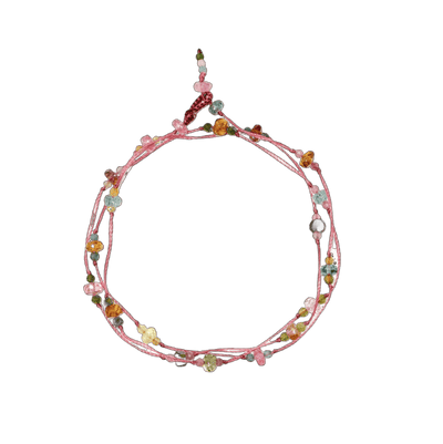 Halskette & Armband Loopy Tourmalines 3 - Fil Rose Indien