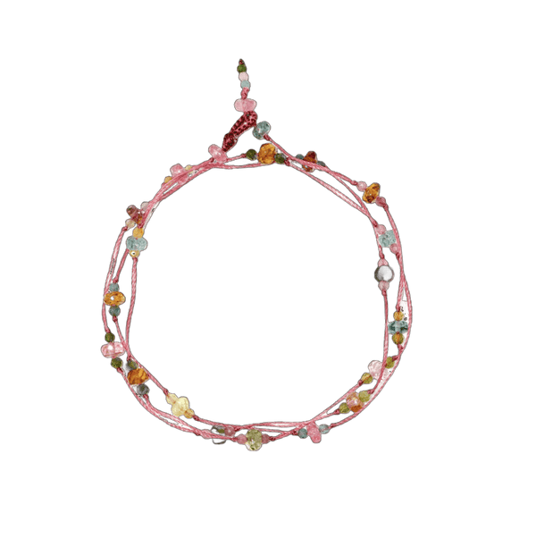 Collier & Bracelet Loopy Tourmalines 3 - Fil Rose Indien