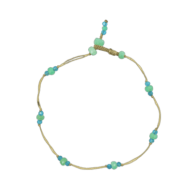 Armband T.Bee Duo - Chrysopras & Apatit - Beigeer Faden