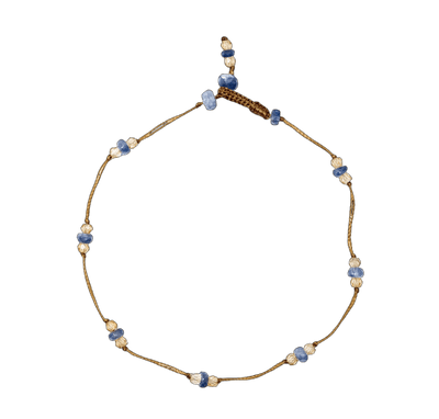 Bracelet T.Bee Duo - Saphir Bleu & Champagne - Fil Tabac