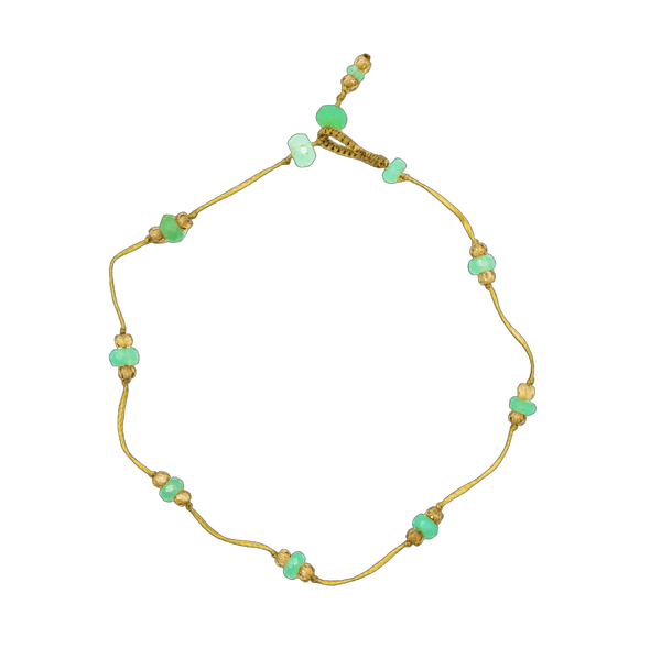 Bracelet T.Bee Duo - Chrysoprase & Champagne - Fil Beige
