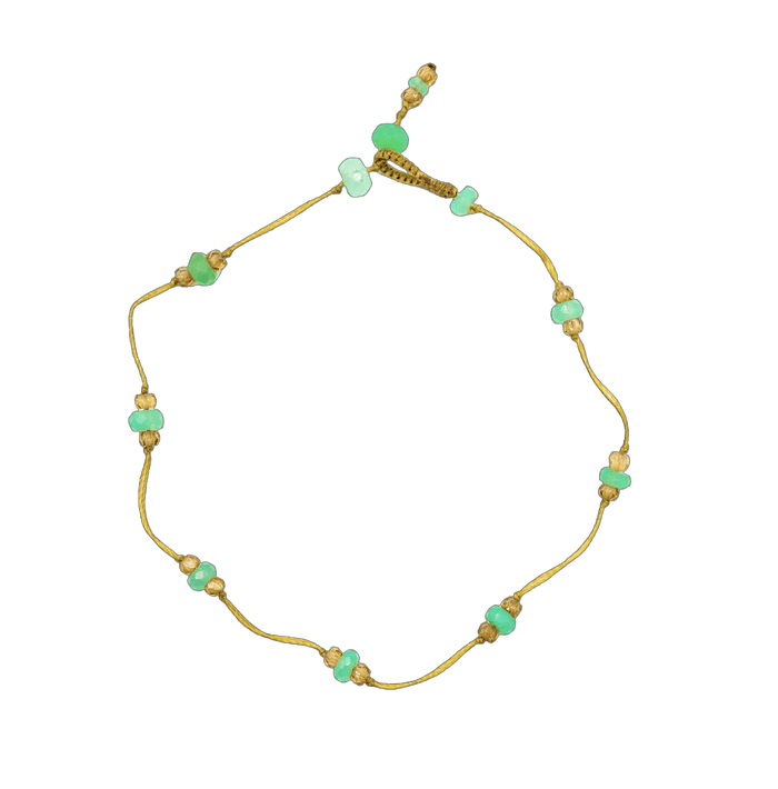 Armband T.Bee Duo - Chrysopras & Champagne - Beigeer Faden
