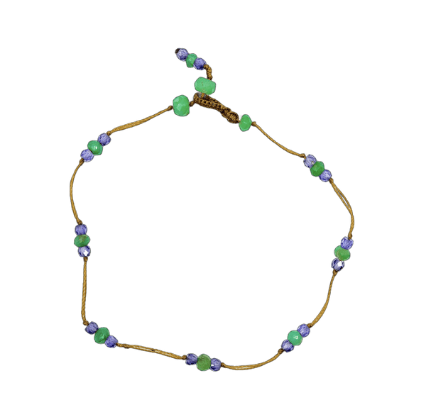 Bracelet T.Bee Duo - Chrysoprase & Violets - Fil Tabac