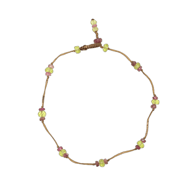 Bracelet T.Bee Duo - Peridot & Pink Tourmaline - Tobacco Thread