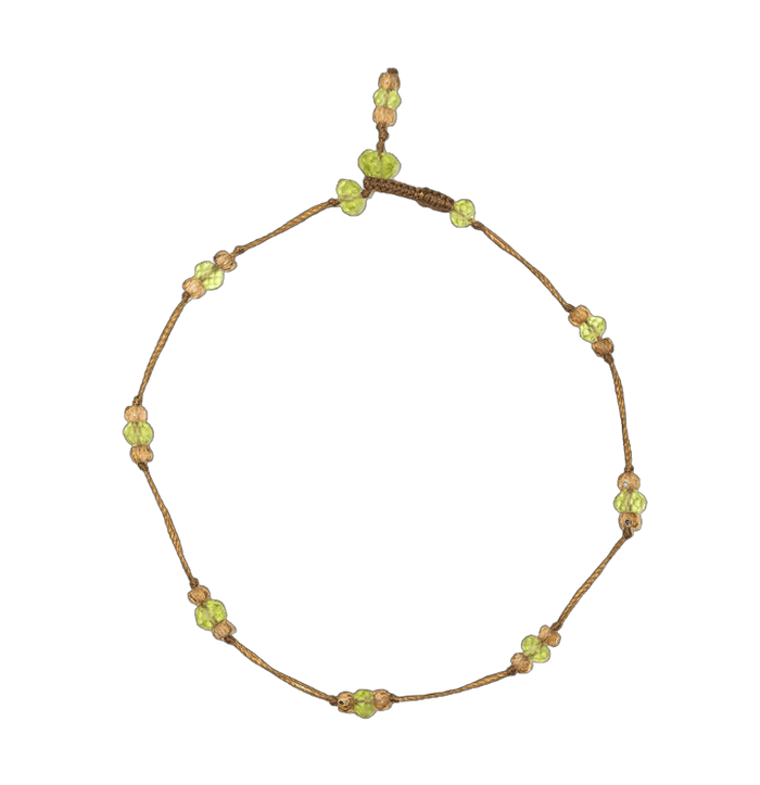Armband T.Bee Duo - Peridot & Champagne - Tabakfarbenes Band