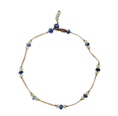 Bracelet T.Bee Duo - Saphir Bleu & Péridot - Fil Tabac
