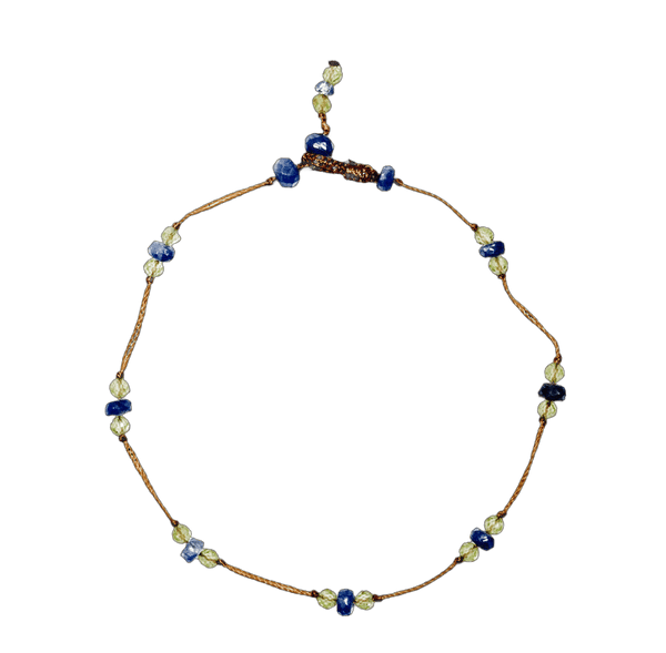 Bracelet T.Bee Duo - Saphir Bleu & Péridot - Fil Tabac
