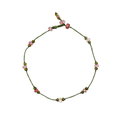Bracelet T.Bee Duo - Tourmaline Rose & Henne - Fil Vert