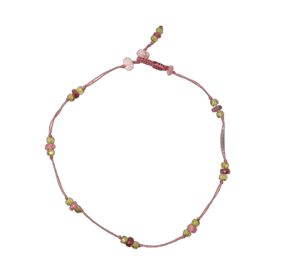 Bracelet T.Bee Duo - Tourmaline Rose & Henne - Fil Rose Indien