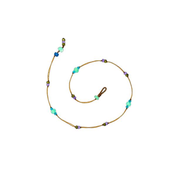 Bracelet de Cheville Bracelet de Cheville Anky Duo Chrysoprase & Apatite - Fil Tabac