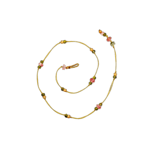 Bracelet de Cheville Anky Duo Tourmaline Rose & Zirconiums - Fil Beige