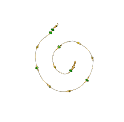 Bracelet de Cheville Anky Tsavorite & Zirconiums Champagne - Fil Beige