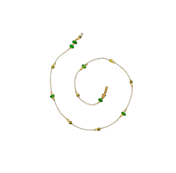 Ankle Bracelet Anky Tsavorite & Zirconiums Champagne - Beige Thread