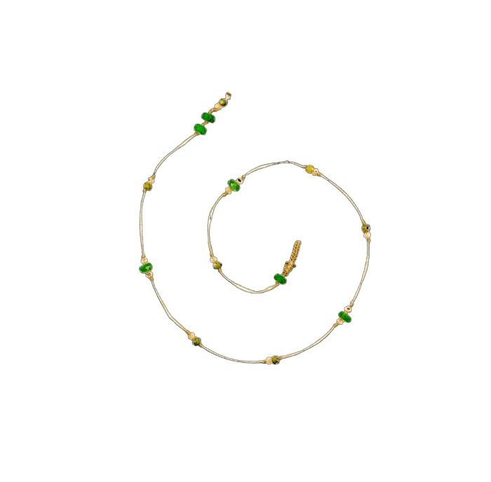 Ankle Bracelet Anky Tsavorite & Zirconiums Champagne - Beige Thread
