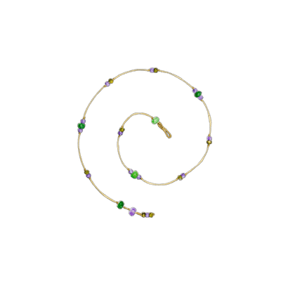 Bracelet de Cheville Anky Duo Tsavorite & Zirconiums Violets - Fil Beige