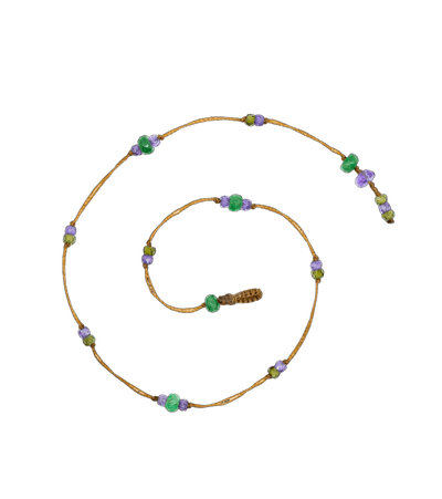 Bracelet de Cheville Anky Duo Tsavorite & Zirconiums Violets - Fil Tabac