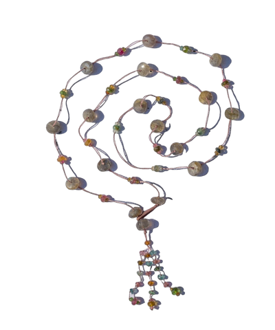 Sautoir Holy Labradorite & Tourmalines - Fil Rose Clair
