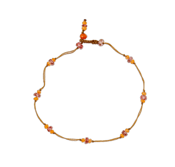 Bracelet T.Bee Duo - Tourmaline Rose & Cornaline - Fil Tabac