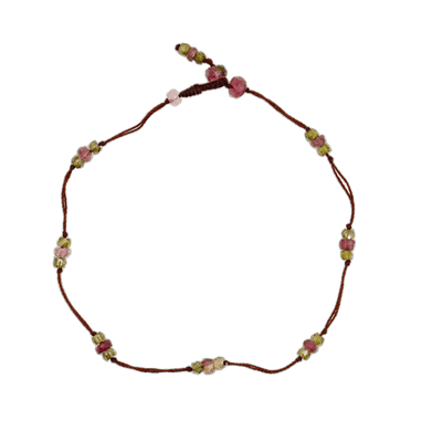 Bracelet T.Bee Duo - Tourmaline Rose & Henne - Fil Prune