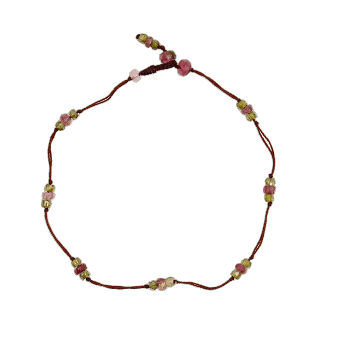 Bracelet T.Bee Duo - Pink Tourmaline & Honey - Plum Thread