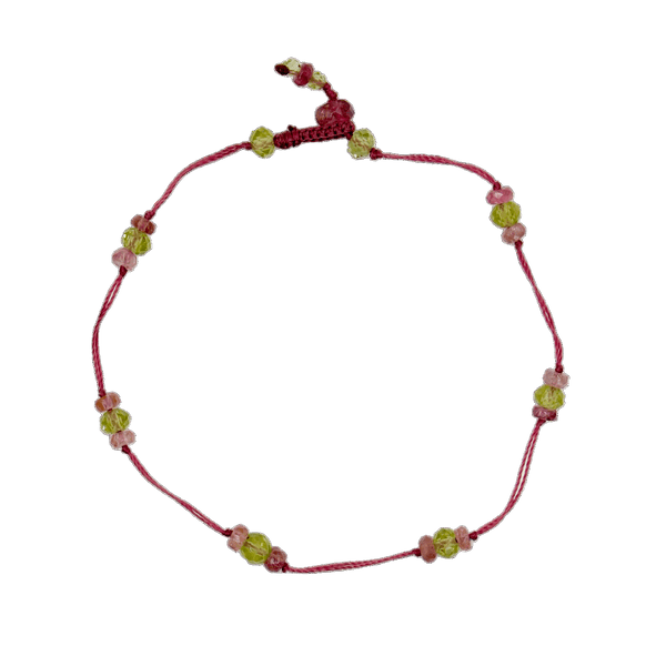 Bracelet T.Bee Duo - Péridot & Tourmaline Rose - Fil Rose Indien