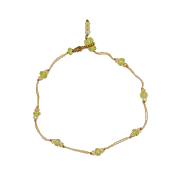 Bracelet T.Bee Duo - Péridot & Champagne - Fil Beige