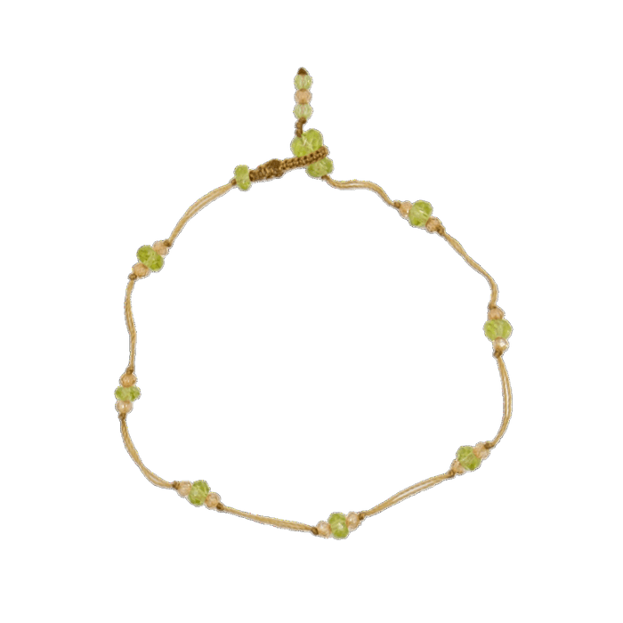 Armband T.Bee Duo - Peridot & Champagne - Beigeer Faden