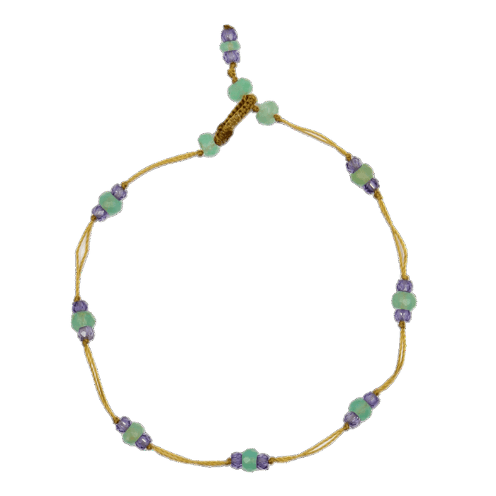 T.Bee Duo - Crisoprasio e Zirconi Viola - Filo Beige