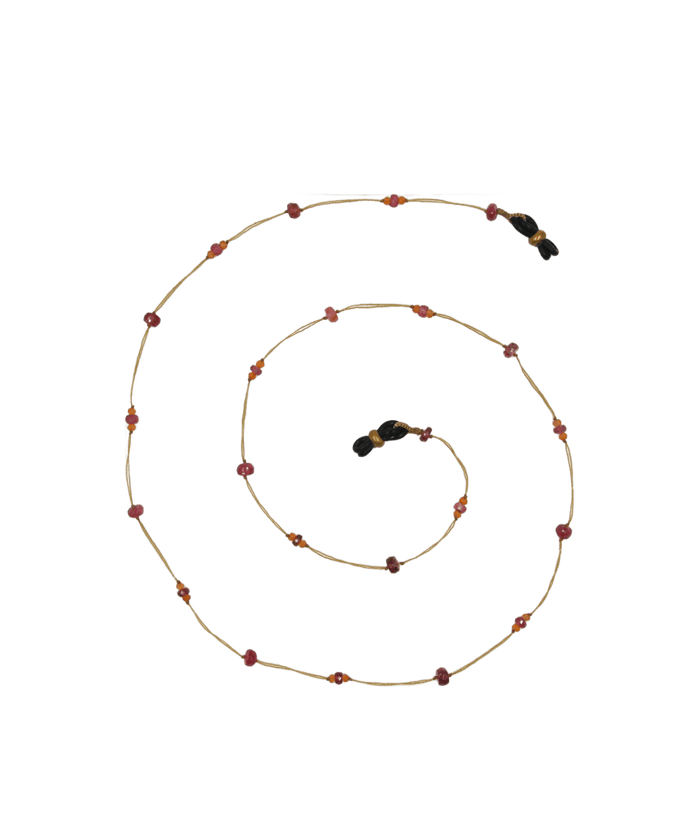 Lucy Eyeglass Chain - Pink Tourmaline & Carnelian - Tobacco Thread
