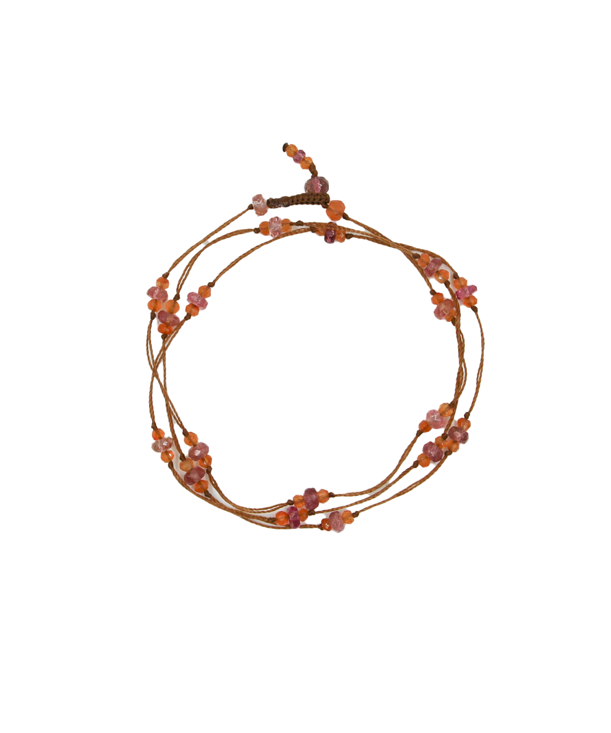 Loopy Duo - Carnelian &amp; Pink Tourmaline - Tobacco Thread