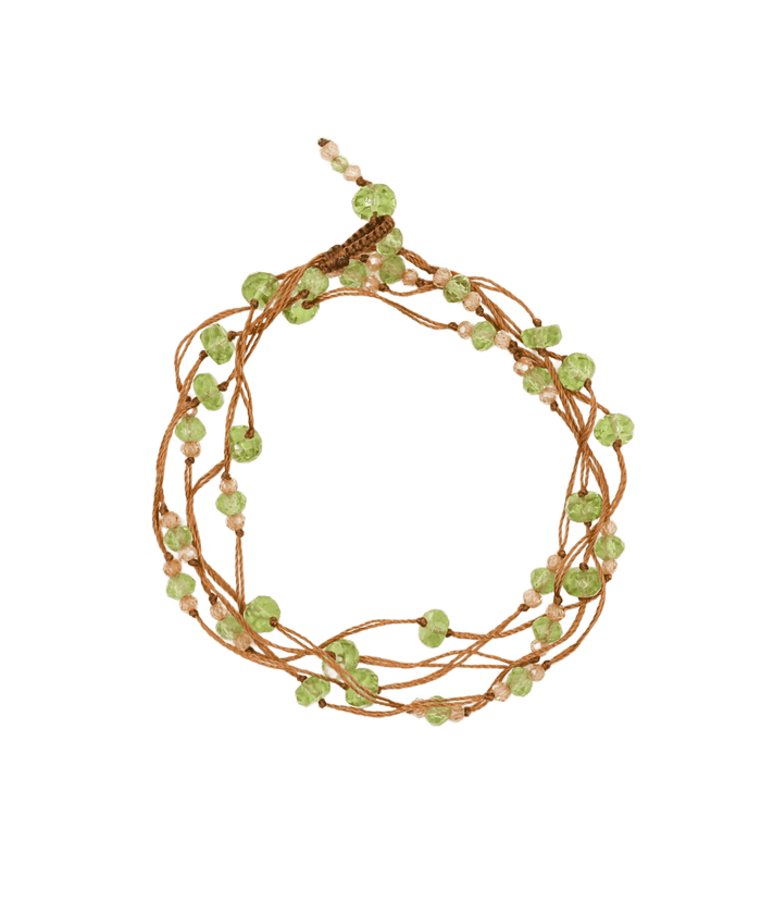 Collier & Armband Laly Duo - Peridot & Champagne - Tabakfarbenes Garnierungen