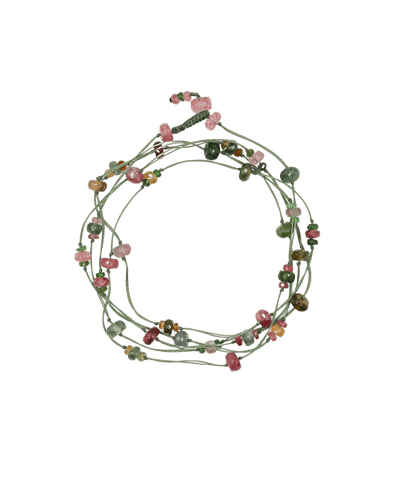 Necklace &amp; Bracelet Laly Tourmalines - Green Thread