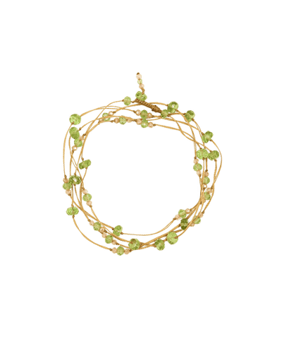 Collier & Armband Laly Duo - Peridot & Champagner - Beiger Faden