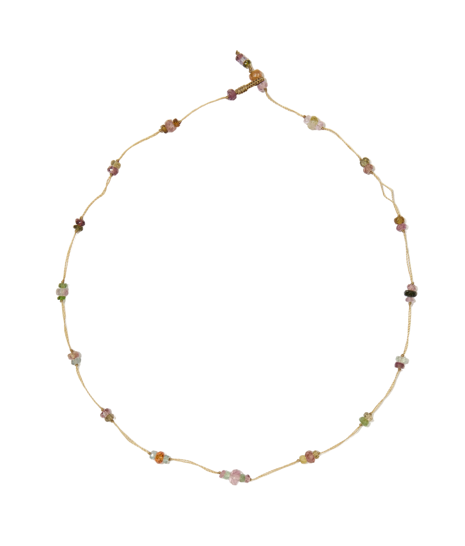 Collier Chocker Woopy - Tourmalines & Pink Tourmaline - Fil Beige