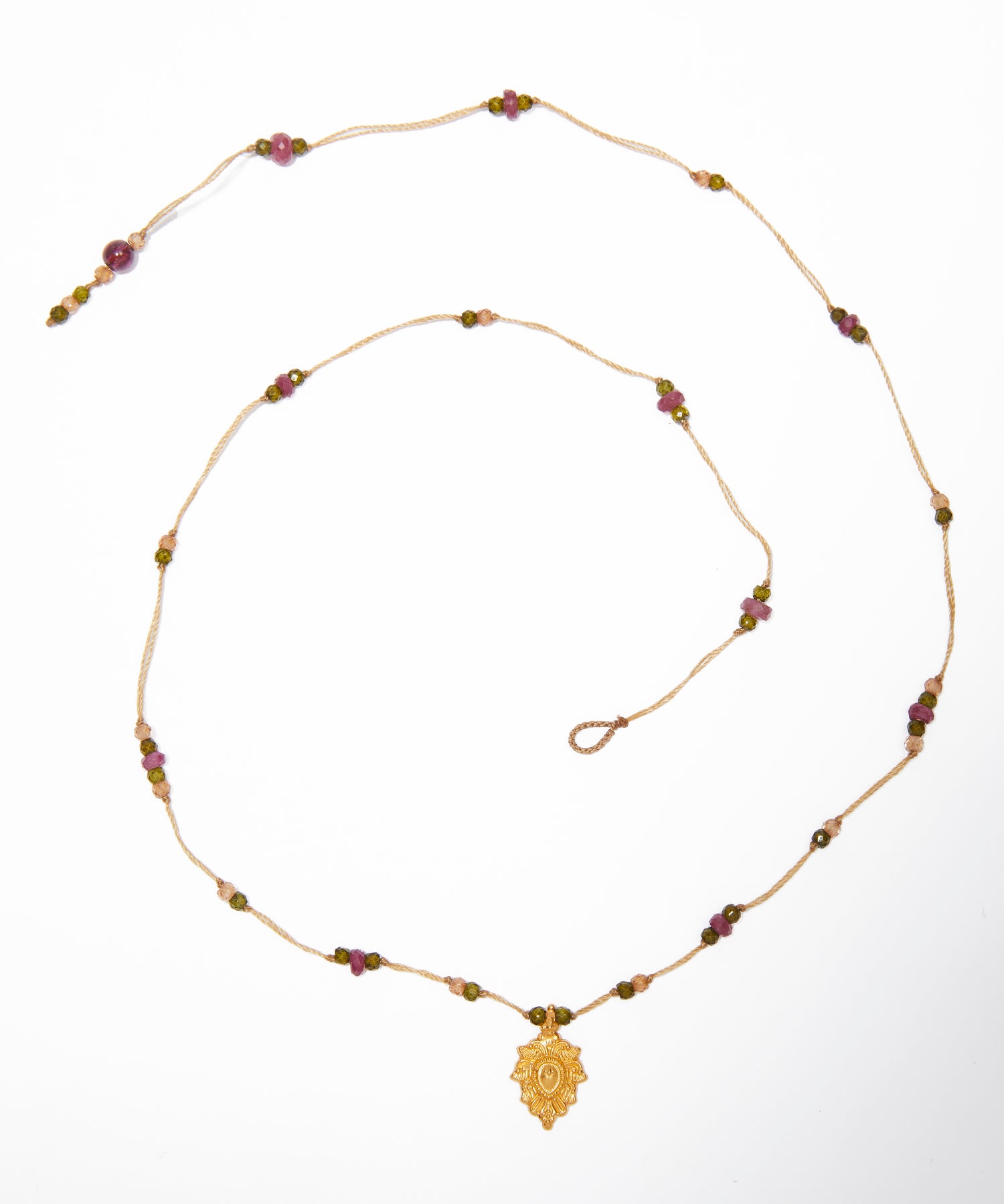 Collier Goldie - Mix Tourmaline - Fil Beige