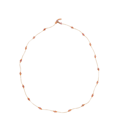 Halskette & Armband Loopy Duo - Cornaline & Tourmaline Rose - Beigeer Faden