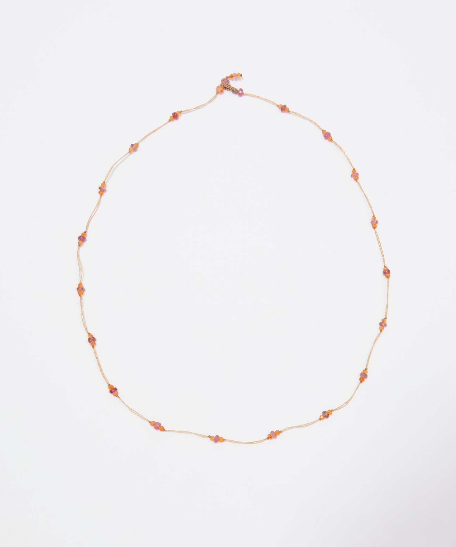 Loopy Duo - Carnelian &amp; Pink Tourmaline - Beige Thread