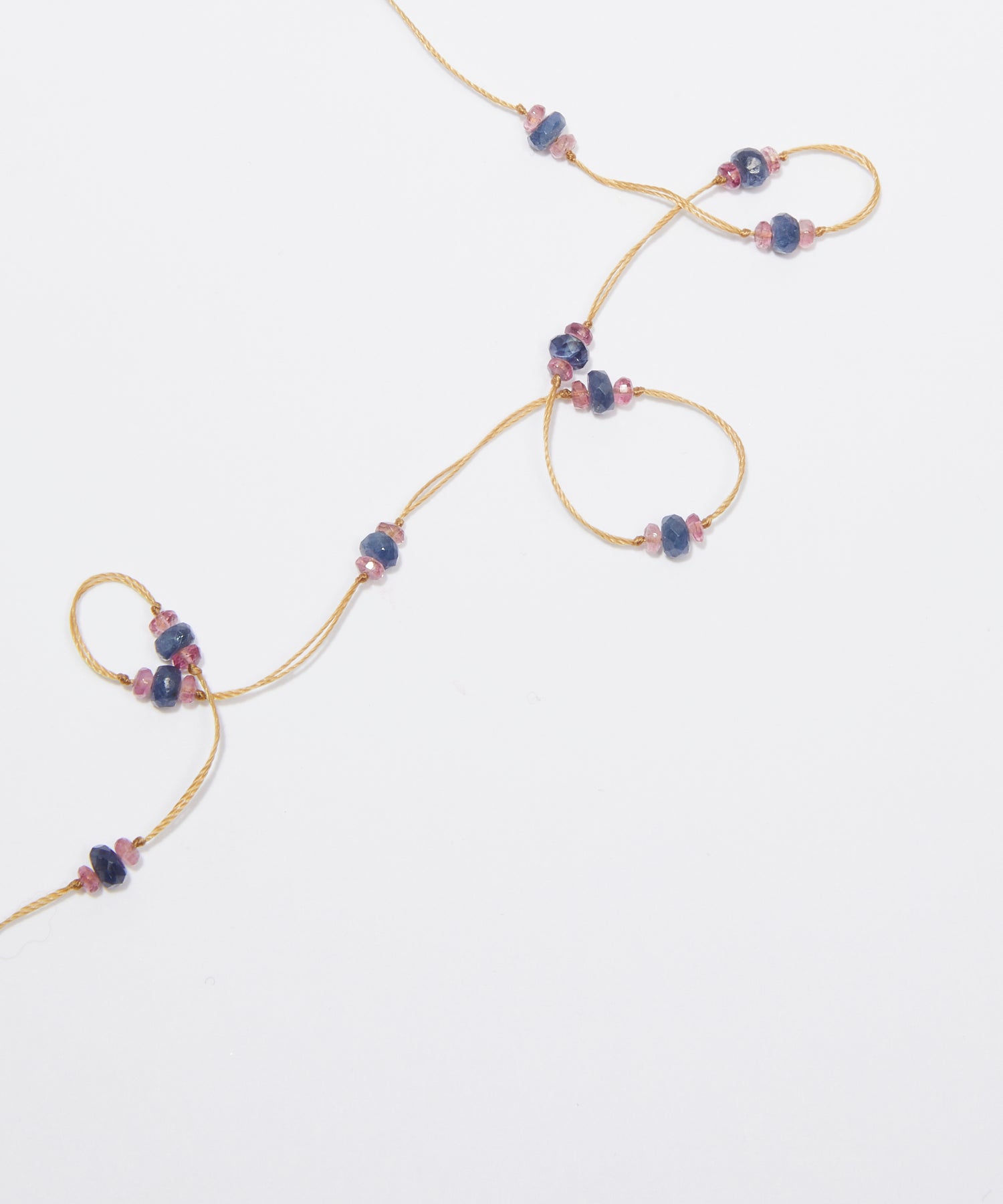 Loopy Duo - Saphir Bleu & Tourmaline Rose - Fil Beige