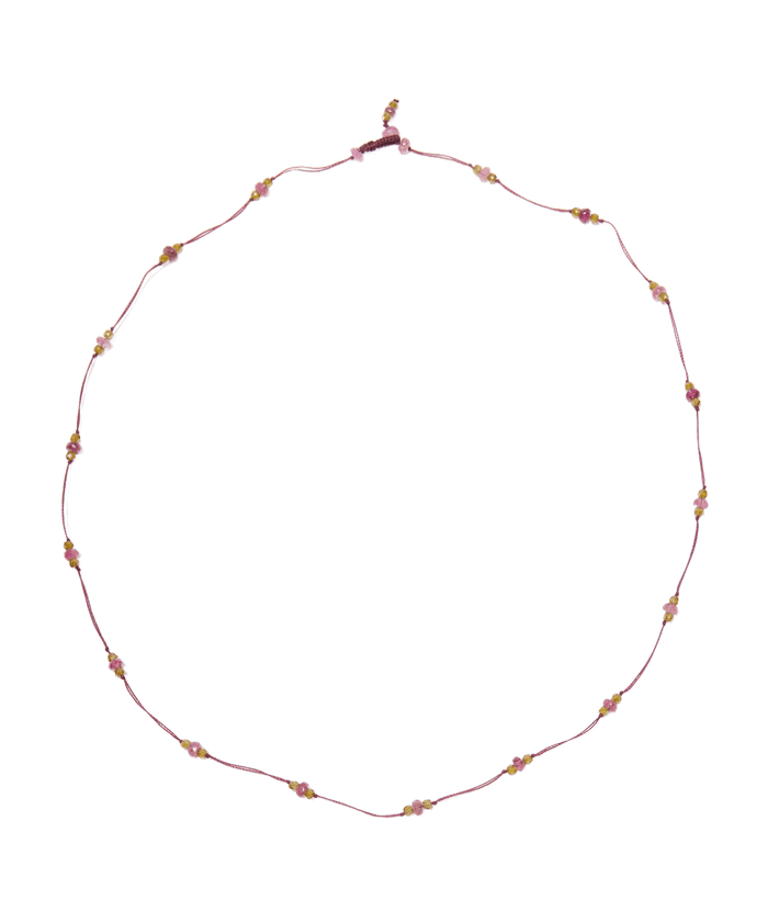 Collier & Armband Loopy Duo - Rosenquarze & Huhn - Kirschenfaden