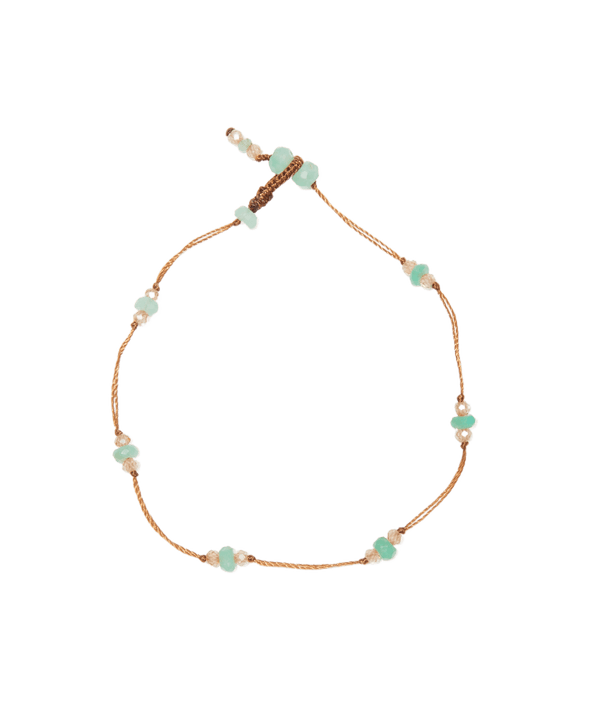 Bracelet T.Bee Duo - Chrysoprase & Champagne - Fil Tabac