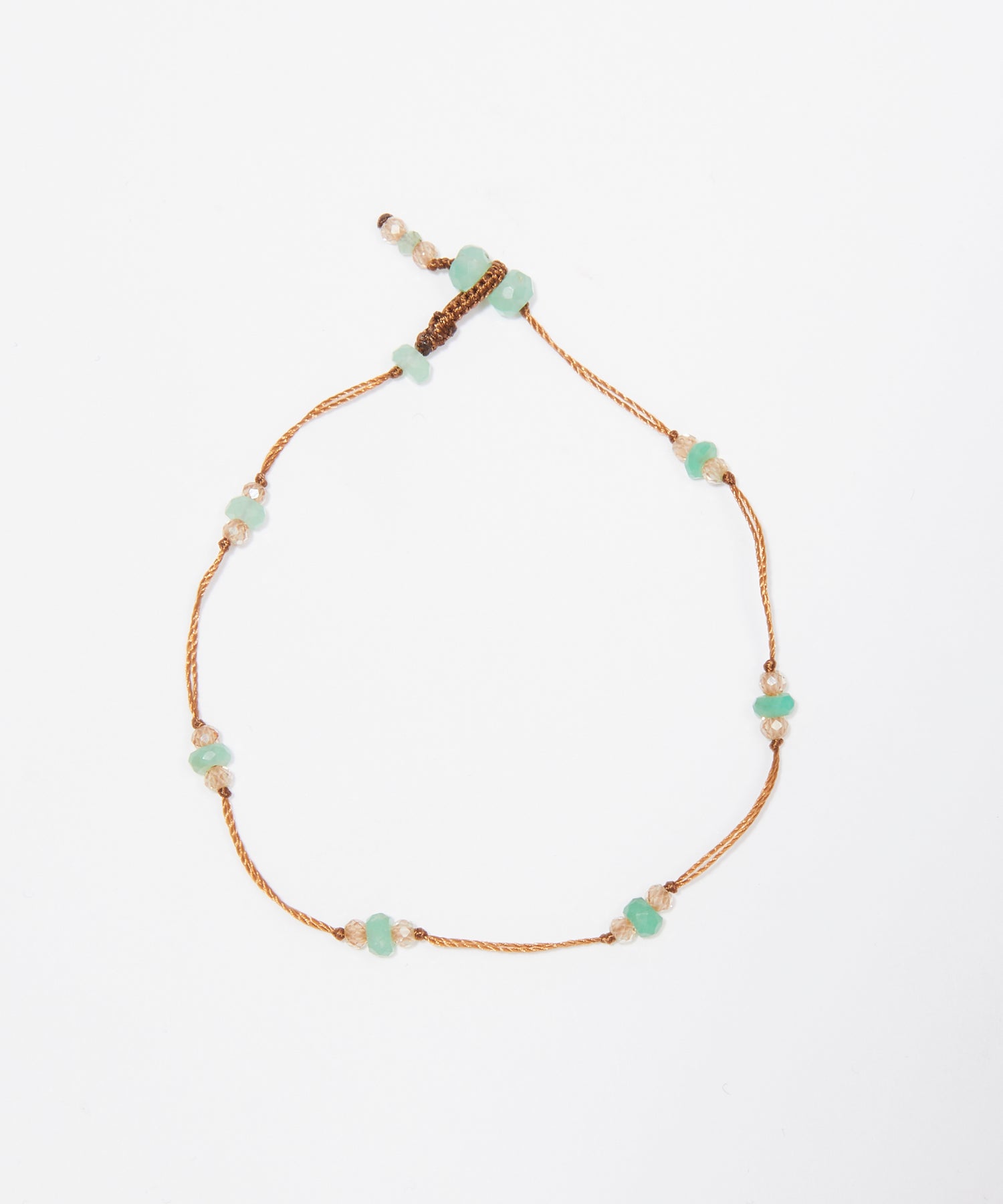 Bracelet T.Bee Duo - Chrysoprase & Champagne - Fil Tabac