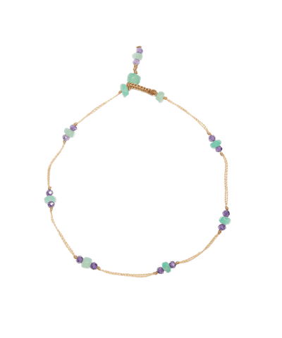 Bracelet T.Bee Duo - Chrysoprase & Violets - Fil Beige