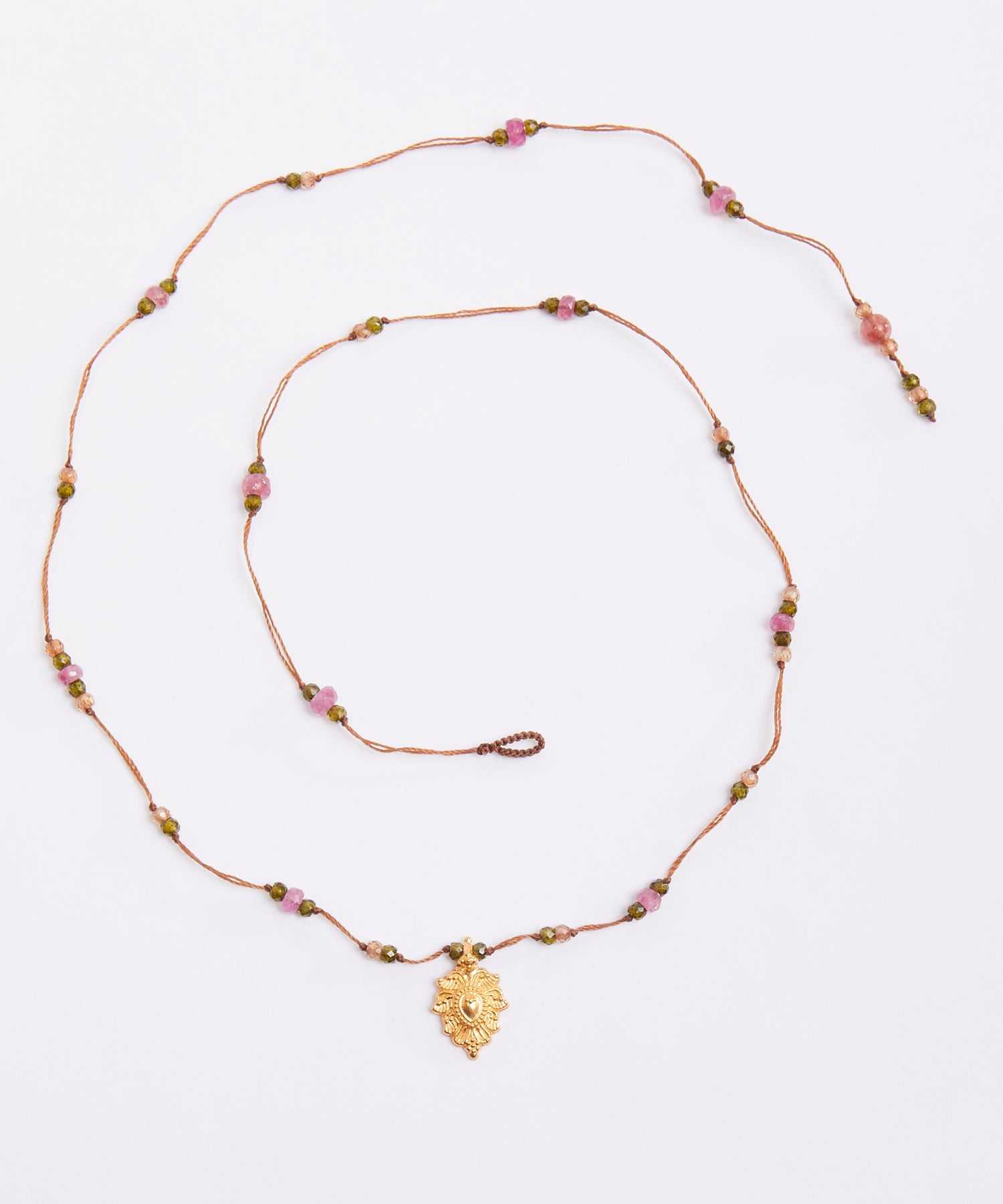 Collier Goldie - Mix Tourmaline - Fil Tabac