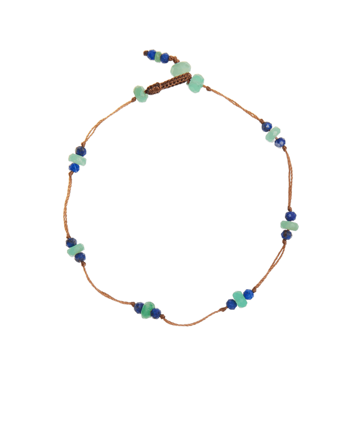Bracelet T.Bee Duo - Chrysoprase & Apatite - Tobacco Thread