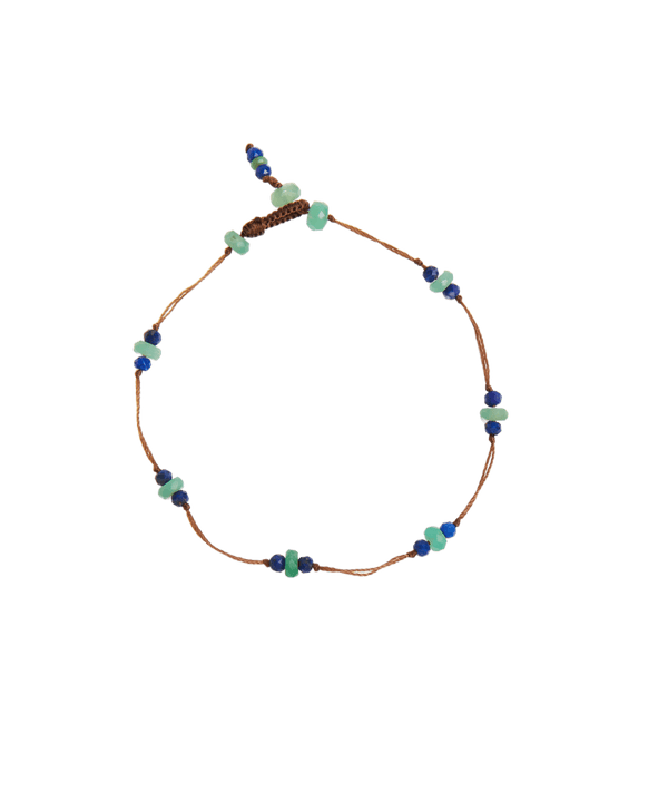 Bracelet T.Bee Duo - Chrysoprase & Lapis - Fil Tabac